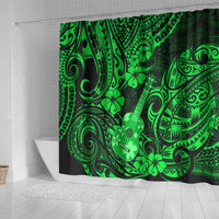 hawaii-ukulele-shower-curtain-polynesian-pattern-green-version