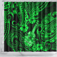hawaii-ukulele-shower-curtain-polynesian-pattern-green-version