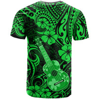 Hawaii Ukulele T Shirt Polynesian Pattern Green Version - Wonder Print Shop