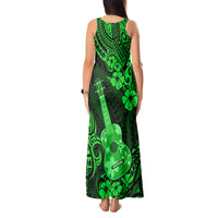 Hawaii Ukulele Tank Maxi Dress Polynesian Pattern Green Version - Wonder Print Shop