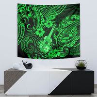 Hawaii Ukulele Tapestry Polynesian Pattern Green Version - Wonder Print Shop