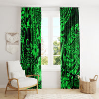 Hawaii Ukulele Window Curtain Polynesian Pattern Green Version - Wonder Print Shop
