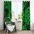 Hawaii Ukulele Window Curtain Polynesian Pattern Green Version - Wonder Print Shop