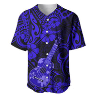 Hawaii Ukulele Baseball Jersey Polynesian Pattern Navy Blue Version - Wonder Print Shop