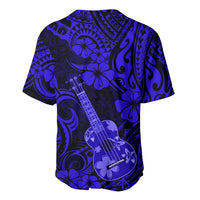 Hawaii Ukulele Baseball Jersey Polynesian Pattern Navy Blue Version - Wonder Print Shop