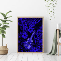 Hawaii Ukulele Canvas Wall Art Polynesian Pattern Navy Blue Version - Wonder Print Shop