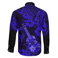 Hawaii Ukulele Family Matching Puletasi Dress and Hawaiian Shirt Polynesian Pattern Navy Blue Version - Wonder Print Shop