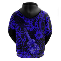 Hawaii Ukulele Hoodie Polynesian Pattern Navy Blue Version - Wonder Print Shop