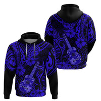 Hawaii Ukulele Hoodie Polynesian Pattern Navy Blue Version - Wonder Print Shop