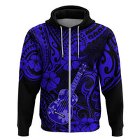 Hawaii Ukulele Hoodie Polynesian Pattern Navy Blue Version - Wonder Print Shop