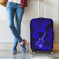 Hawaii Ukulele Luggage Cover Polynesian Pattern Navy Blue Version - Wonder Print Shop