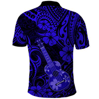 Hawaii Ukulele Polo Shirt Polynesian Pattern Navy Blue Version - Wonder Print Shop