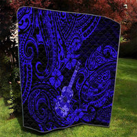 Hawaii Ukulele Quilt Polynesian Pattern Navy Blue Version - Wonder Print Shop