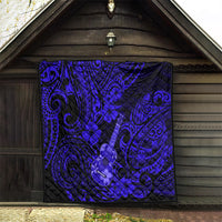 Hawaii Ukulele Quilt Polynesian Pattern Navy Blue Version - Wonder Print Shop