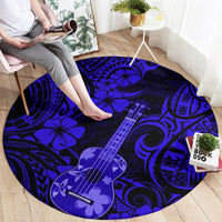 hawaii-ukulele-round-carpet-polynesian-pattern-navy-blue-version