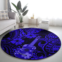 hawaii-ukulele-round-carpet-polynesian-pattern-navy-blue-version