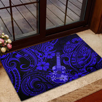 Hawaii Ukulele Rubber Doormat Polynesian Pattern Navy Blue Version - Wonder Print Shop