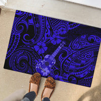 Hawaii Ukulele Rubber Doormat Polynesian Pattern Navy Blue Version - Wonder Print Shop