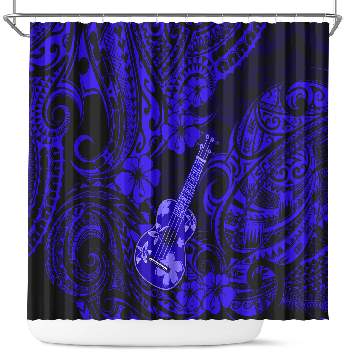 hawaii-ukulele-shower-curtain-polynesian-pattern-navy-blue-version