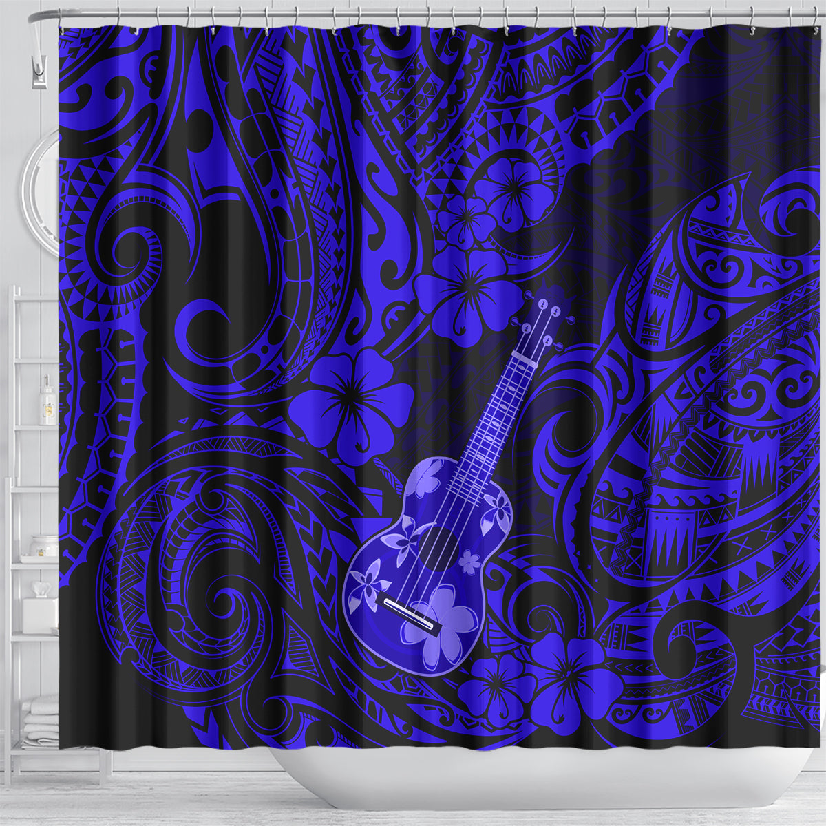 hawaii-ukulele-shower-curtain-polynesian-pattern-navy-blue-version