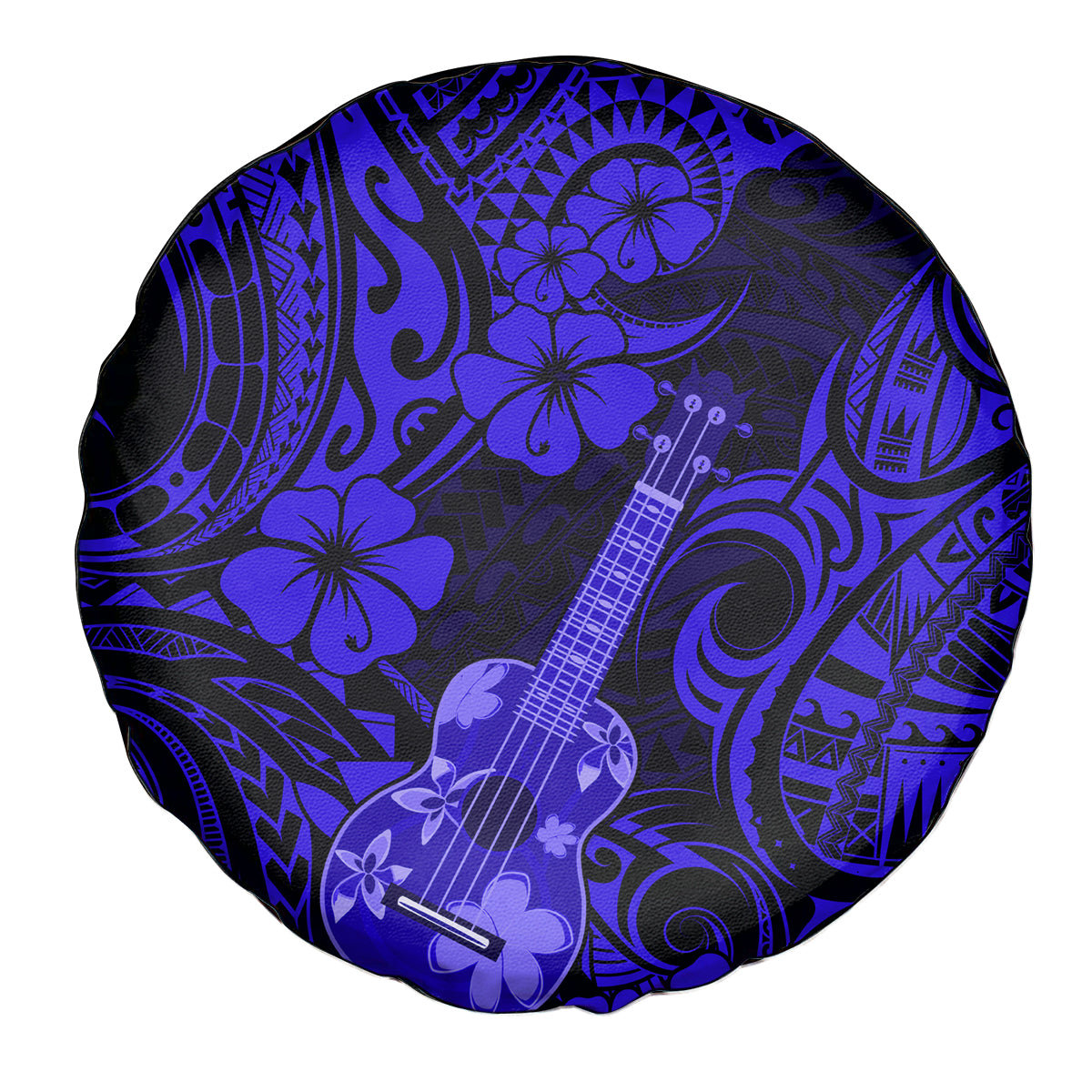 Hawaii Ukulele Spare Tire Cover Polynesian Pattern Navy Blue Version - Wonder Print Shop
