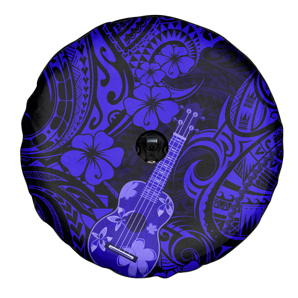 Hawaii Ukulele Spare Tire Cover Polynesian Pattern Navy Blue Version - Wonder Print Shop
