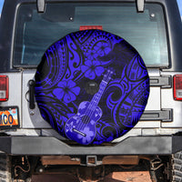 Hawaii Ukulele Spare Tire Cover Polynesian Pattern Navy Blue Version - Wonder Print Shop