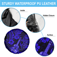 Hawaii Ukulele Spare Tire Cover Polynesian Pattern Navy Blue Version - Wonder Print Shop