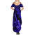 Hawaii Ukulele Summer Maxi Dress Polynesian Pattern Navy Blue Version - Wonder Print Shop