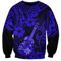 Hawaii Ukulele Sweatshirt Polynesian Pattern Navy Blue Version - Wonder Print Shop
