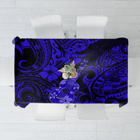 Hawaii Ukulele Tablecloth Polynesian Pattern Navy Blue Version - Wonder Print Shop