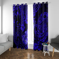 Hawaii Ukulele Window Curtain Polynesian Pattern Navy Blue Version - Wonder Print Shop
