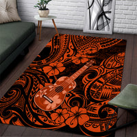 Hawaii Ukulele Area Rug Polynesian Pattern Orange Version - Wonder Print Shop