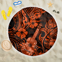 Hawaii Ukulele Beach Blanket Polynesian Pattern Orange Version - Wonder Print Shop