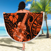 Hawaii Ukulele Beach Blanket Polynesian Pattern Orange Version - Wonder Print Shop