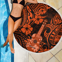 Hawaii Ukulele Beach Blanket Polynesian Pattern Orange Version - Wonder Print Shop