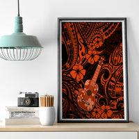 Hawaii Ukulele Canvas Wall Art Polynesian Pattern Orange Version - Wonder Print Shop
