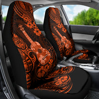 Hawaii Ukulele Car Seat Cover Polynesian Pattern Orange Version - Wonder Print Shop