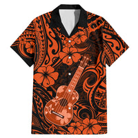Hawaii Ukulele Family Matching Mermaid Dress and Hawaiian Shirt Polynesian Pattern Orange Version - Wonder Print Shop