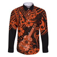 Hawaii Ukulele Family Matching Puletasi Dress and Hawaiian Shirt Polynesian Pattern Orange Version - Wonder Print Shop