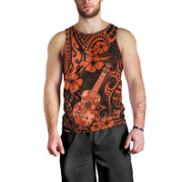 Hawaii Ukulele Men Tank Top Polynesian Pattern Orange Version - Wonder Print Shop