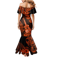 Hawaii Ukulele Mermaid Dress Polynesian Pattern Orange Version - Wonder Print Shop