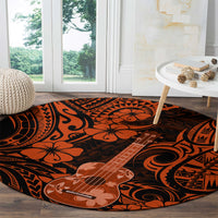 hawaii-ukulele-round-carpet-polynesian-pattern-orange-version