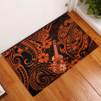 Hawaii Ukulele Rubber Doormat Polynesian Pattern Orange Version - Wonder Print Shop