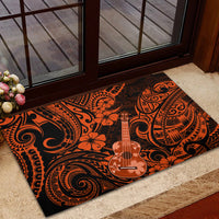 Hawaii Ukulele Rubber Doormat Polynesian Pattern Orange Version - Wonder Print Shop