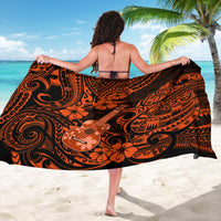 Hawaii Ukulele Sarong Polynesian Pattern Orange Version - Wonder Print Shop