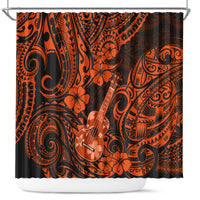 hawaii-ukulele-shower-curtain-polynesian-pattern-orange-version