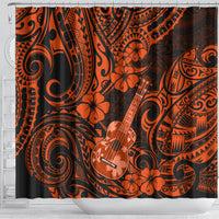 hawaii-ukulele-shower-curtain-polynesian-pattern-orange-version