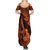 Hawaii Ukulele Summer Maxi Dress Polynesian Pattern Orange Version - Wonder Print Shop