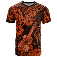 Hawaii Ukulele T Shirt Polynesian Pattern Orange Version - Wonder Print Shop